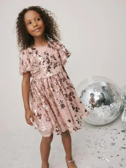 Next Gold Sequin Party Dress (3-16yrs)^ Occasionwear|Dresses