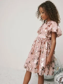 Next Gold Sequin Party Dress (3-16yrs)^ Occasionwear|Dresses