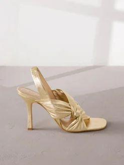 Sale Next Gold Signature Premium Leather Twist Heeled Sandals