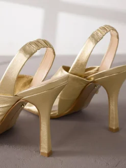 Sale Next Gold Signature Premium Leather Twist Heeled Sandals