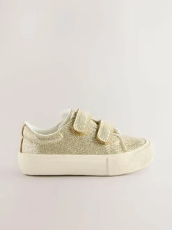 New Next Standard Fit (F) Chunky Trainers With Touch Fastening Gold