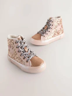 Hot Next Standard Fit (F) Star High Top Trainers Gold