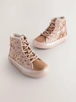 Hot Next Standard Fit (F) Star High Top Trainers Gold