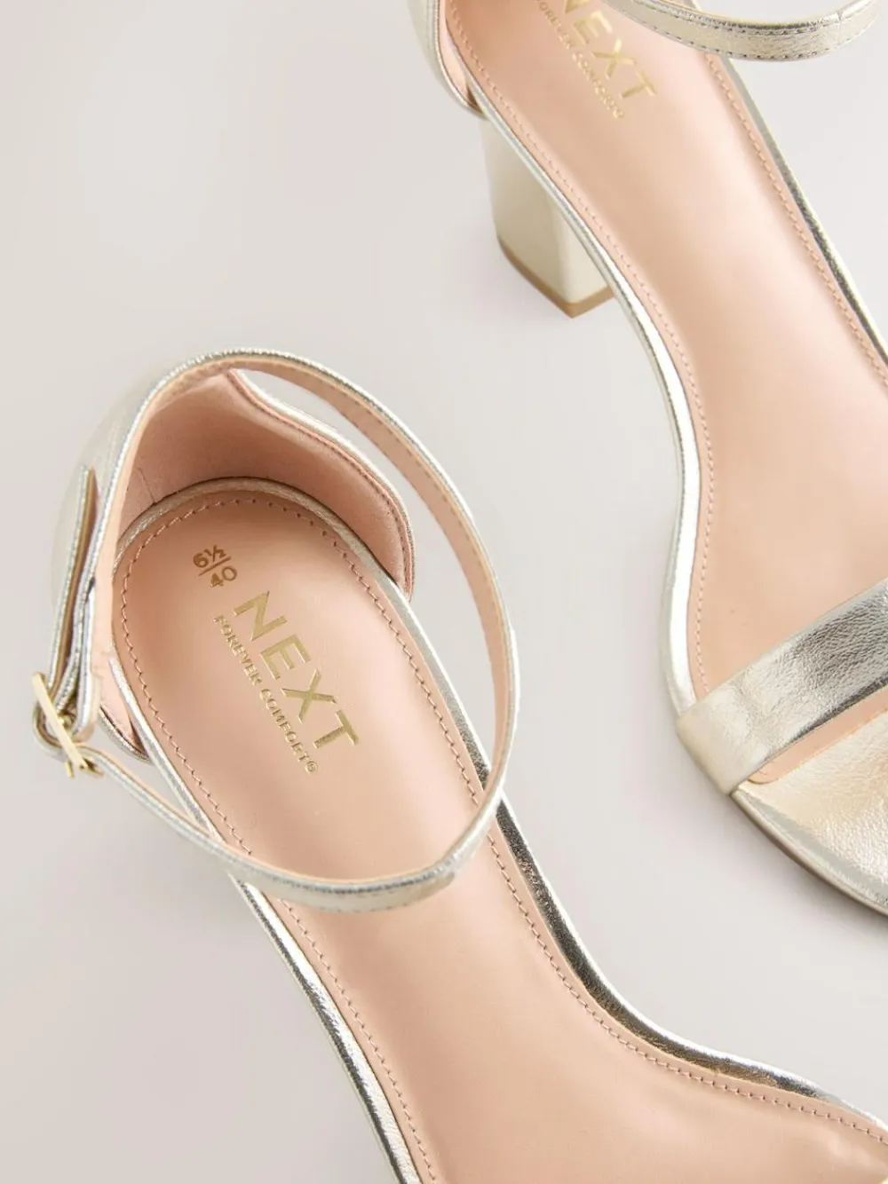 Online Next Gold Standard/Wide Fit Block Heel Sandals