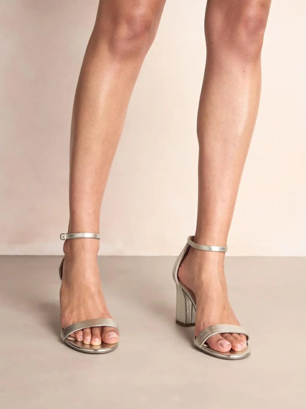 Online Next Gold Standard/Wide Fit Block Heel Sandals