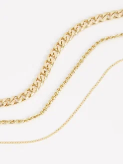 New Next Gold Tone Three Layer Chain Necklace