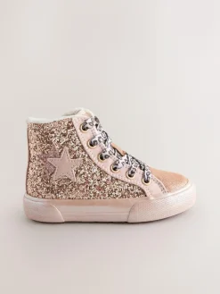 Next Gold Wide Fit (G) Star High Top Trainers^ Sneakers