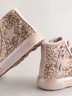 Next Gold Wide Fit (G) Star High Top Trainers^ Sneakers