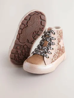 Next Gold Wide Fit (G) Star High Top Trainers^ Sneakers