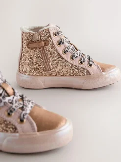 Next Gold Wide Fit (G) Star High Top Trainers^ Sneakers