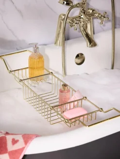 Next Gold Wire Storage Bath Tray^ Bathroom Accessories