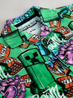 Next Green All Over Print Minecraft Short Sleeve Jersey Shirt (3-16yrs)^BOY Shirts