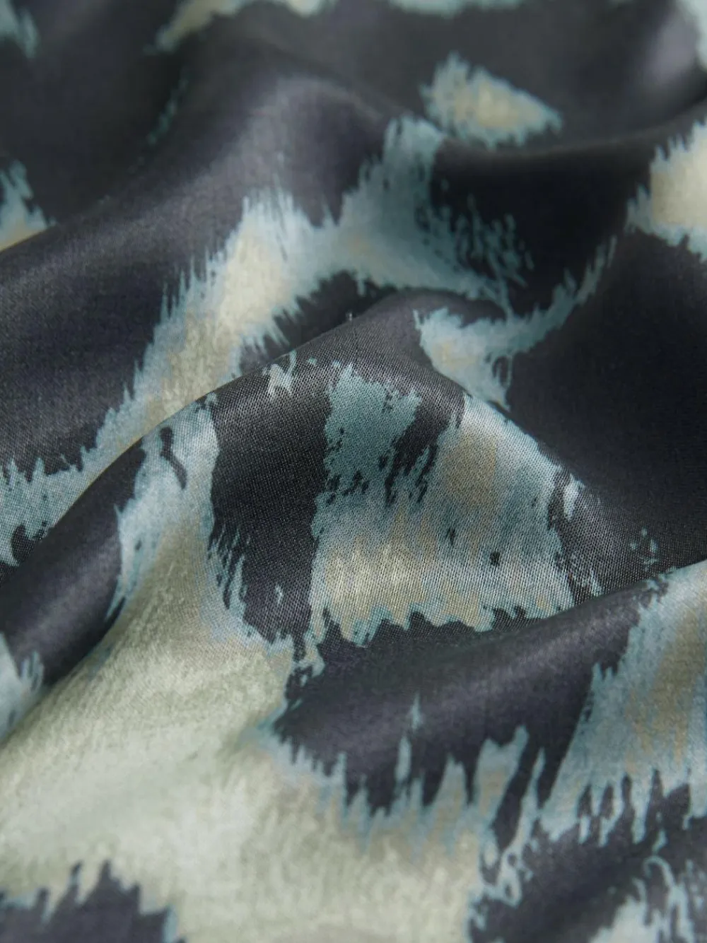 Next Satin Midi Skirt Green Animal Print