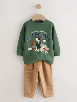 Next Green/ Brown Dog Single Sweatshirt and Joggers Set (3mths-7yrs)^BOY Baby Boys|Baby Boys