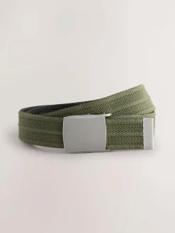 Outlet Next Green Canvas Reversible Belt