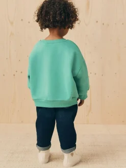 Next Green Cat Crew Neck Sweatshirt (3mths-7yrs)^ Sweatshirts & Hoodies|Sweatshirts & Hoodies