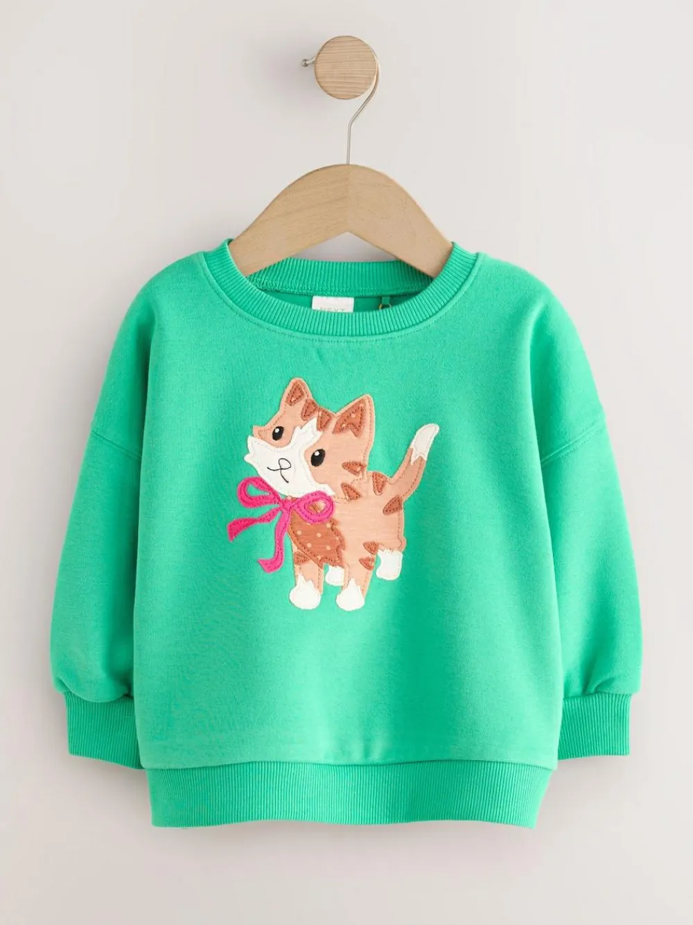 Next Green Cat Crew Neck Sweatshirt (3mths-7yrs)^ Sweatshirts & Hoodies|Sweatshirts & Hoodies