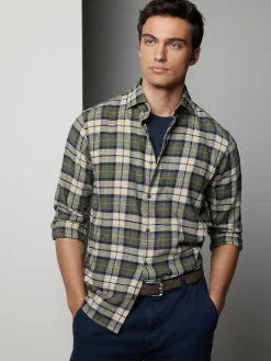 New Next Brushed Flannel Shirt Green Check