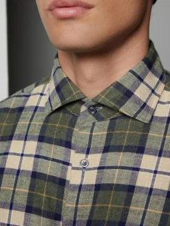 New Next Brushed Flannel Shirt Green Check