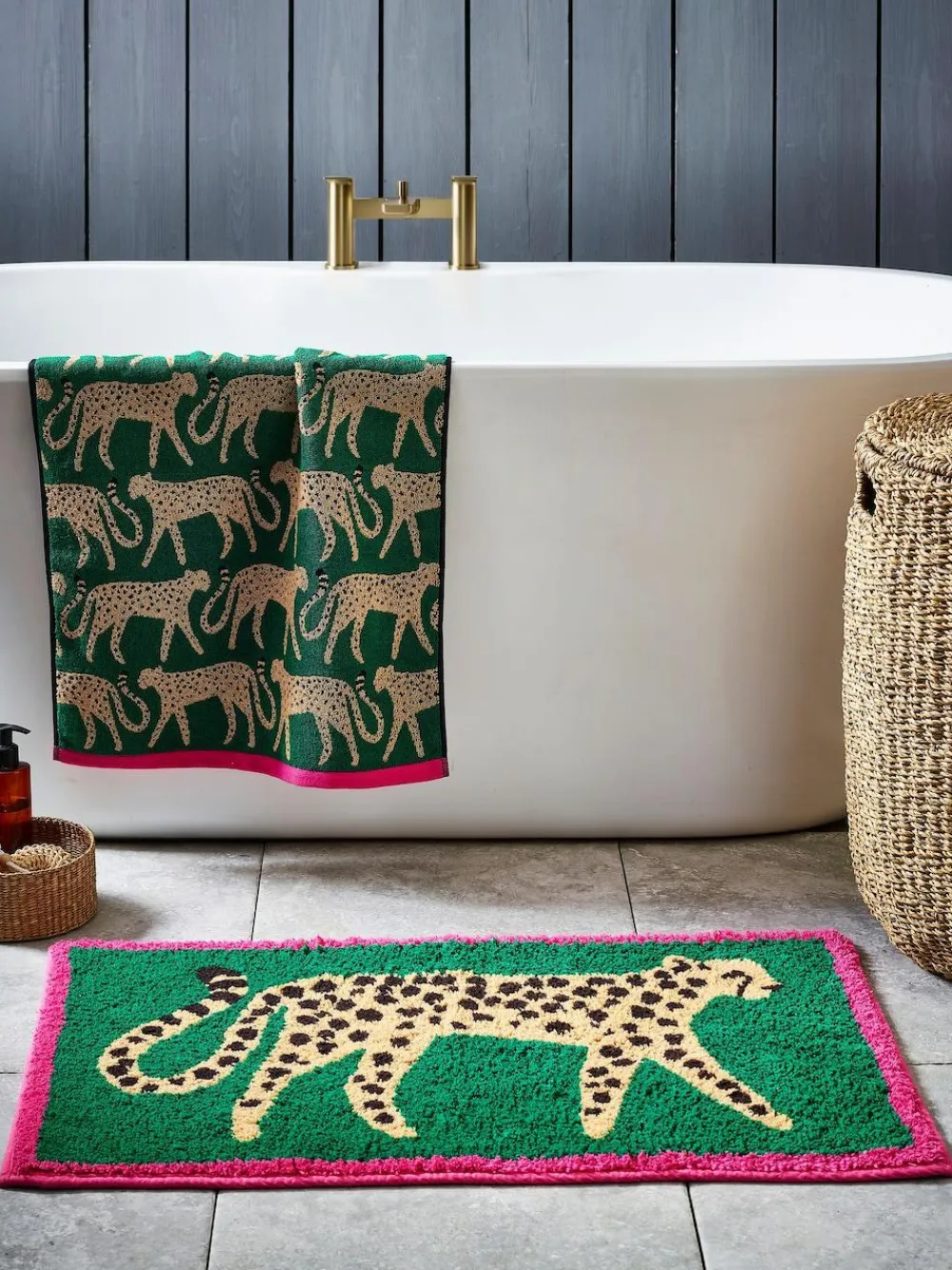New Next Green Cheetah Animal Print Bath Mat