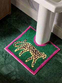 Next Green Cheetah Animal Print Pedestal Mat^ Towels & Bathmats