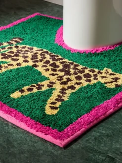Next Green Cheetah Animal Print Pedestal Mat^ Towels & Bathmats