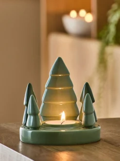 Online Next Green Christmas Tree Tea Light Holder