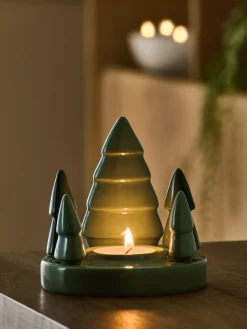 Online Next Green Christmas Tree Tea Light Holder