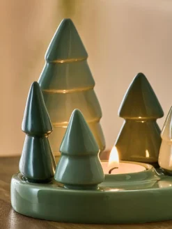 Online Next Green Christmas Tree Tea Light Holder