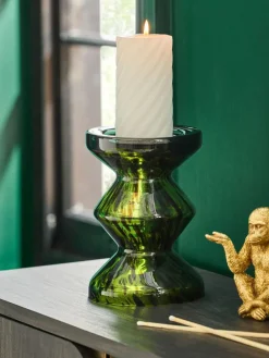 New Next Green Confetti Glass Pillar Candle Holder