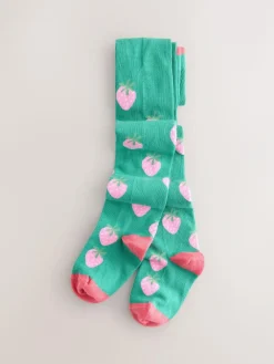 Online Next Green Cotton Rich Strawberry Tights