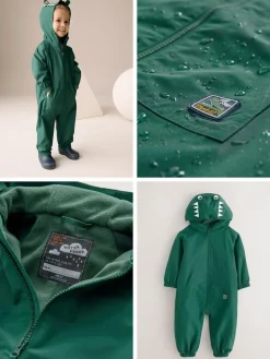 Next Green Crocodile Waterproof Fleece Lined Puddlesuit (3mths-7yrs)^BOY Baby Winter Clothing|Coats, Jackets & Pramsuits