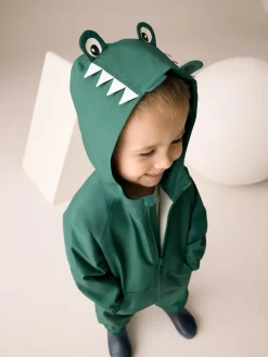 Next Green Crocodile Waterproof Fleece Lined Puddlesuit (3mths-7yrs)^BOY Baby Winter Clothing|Coats, Jackets & Pramsuits