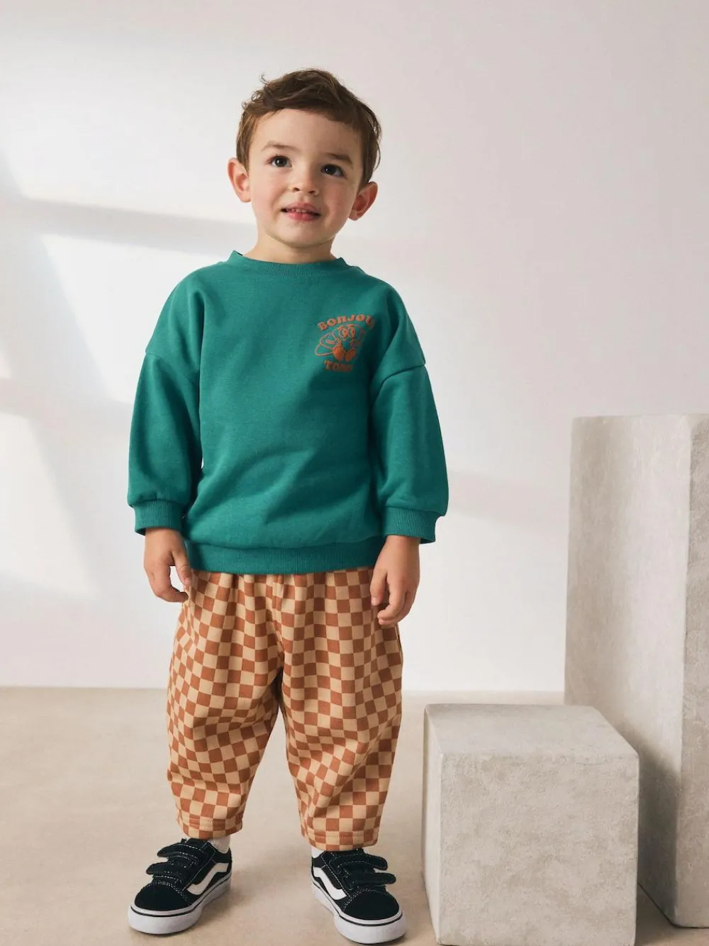 Next Green Croissant Single Sweatshirt And Stripe Joggers Set (3mths-7yrs)^BOY Cosy Club|Sweatshirts & Hoodies