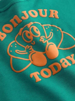 Next Green Croissant Single Sweatshirt And Stripe Joggers Set (3mths-7yrs)^BOY Cosy Club|Sweatshirts & Hoodies