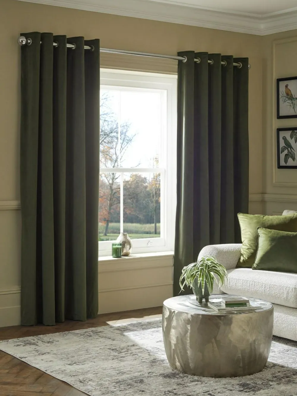Online Next Green Dark Matte Velvet Blackout/Thermal Curtains
