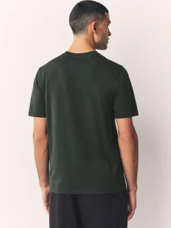 Discount Next Green Dark Regular Fit Essential Crew Neck Cotton T-Shirt