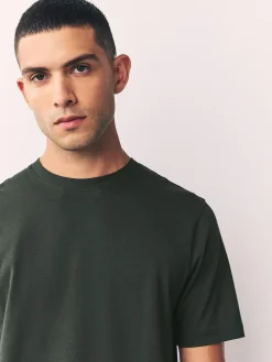 Discount Next Green Dark Regular Fit Essential Crew Neck Cotton T-Shirt