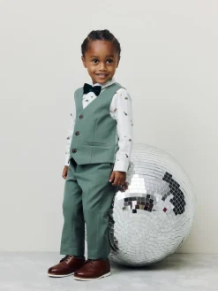 Next Green Dino Waistcoat Shirt Trousers and Bow Tie Set (3mths-9yrs)^BOY Pants & Chinos