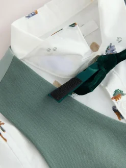 Next Green Dino Waistcoat Shirt Trousers and Bow Tie Set (3mths-9yrs)^BOY Pants & Chinos