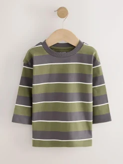 Next Green Dinosaur Long Sleeve Graphic Print T-Shirts 3 Pack (3mths-7yrs)