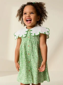 Hot Next Collared Summer Dress (3mths-7yrs) Green Ditsy