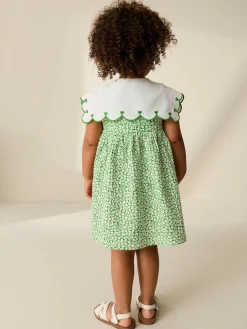 Hot Next Collared Summer Dress (3mths-7yrs) Green Ditsy