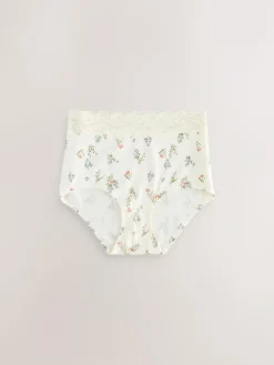 Sale Next Green Ditsy Floral Full Brief Cotton Lace Knickers 4 Pack