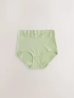 Sale Next Green Ditsy Floral Full Brief Cotton Lace Knickers 4 Pack