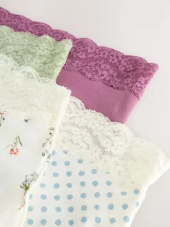 Sale Next Green Ditsy Floral Full Brief Cotton Lace Knickers 4 Pack