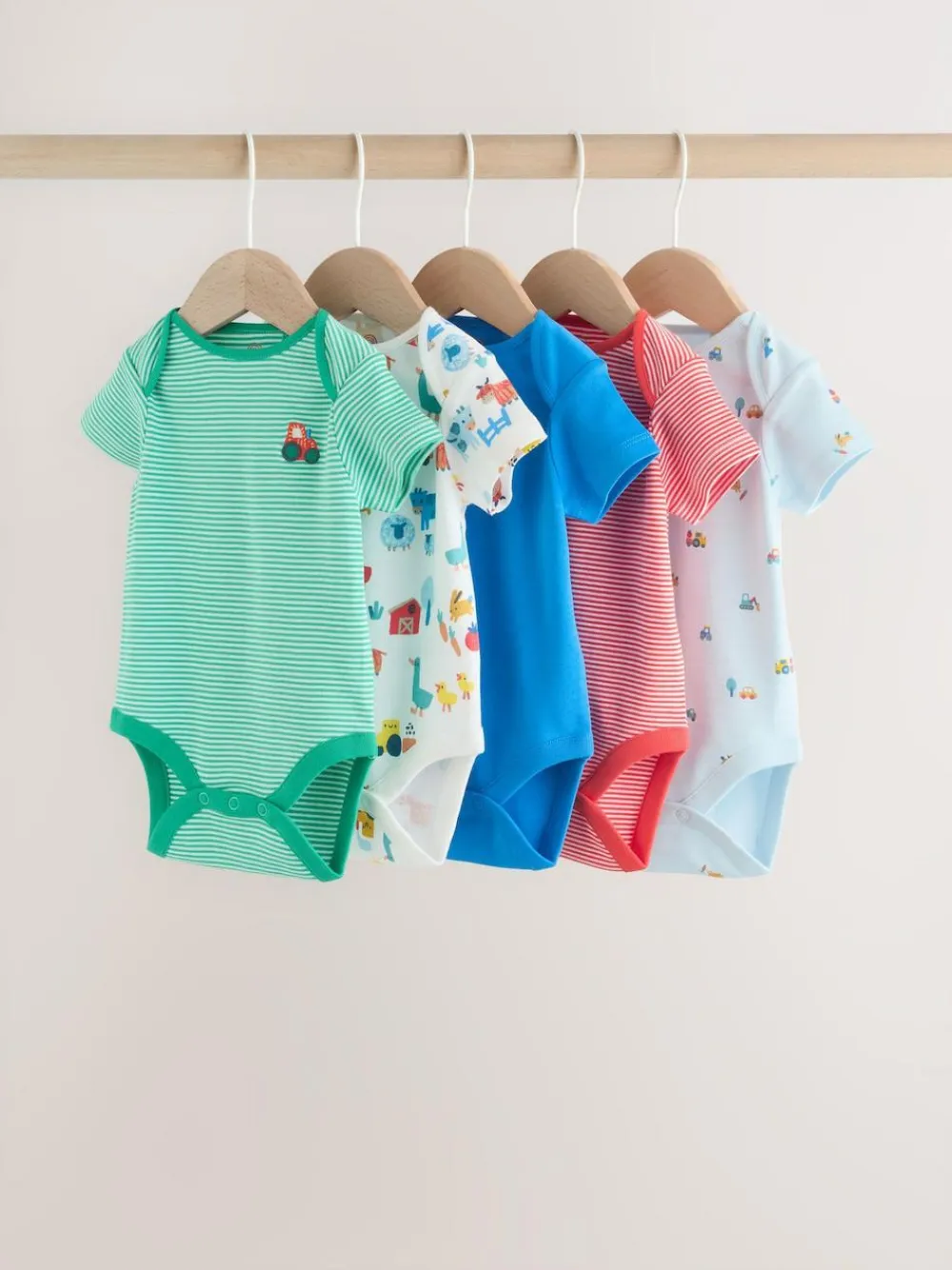 Outlet Next Green Farm 5 Pack Short Sleeve Baby Bodysuits
