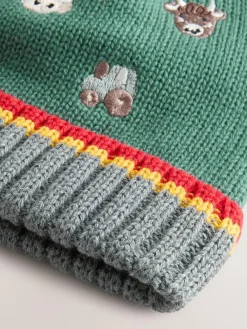 Sale Next Baby Hamish and Friends Knitted Hat (0mths-2yrs) Green Farmyard