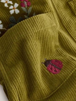 Next Green Floral Print Corduroy Dungarees Blouse and Tights Set (3mths-6yrs)^ Jumpsuits & Playsuits