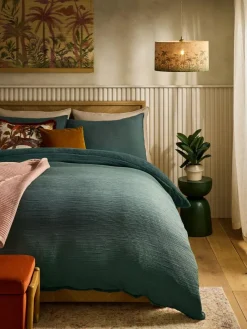 Next Fleece Crinkle Muslin Duvet Cover and Pillowcase Set^ Bedsets & Duvet Covers